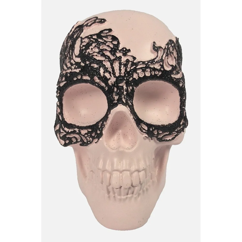 Midnight Manor Pink Skull Halloween Decor Medium Pink New Gothic Lace Mask